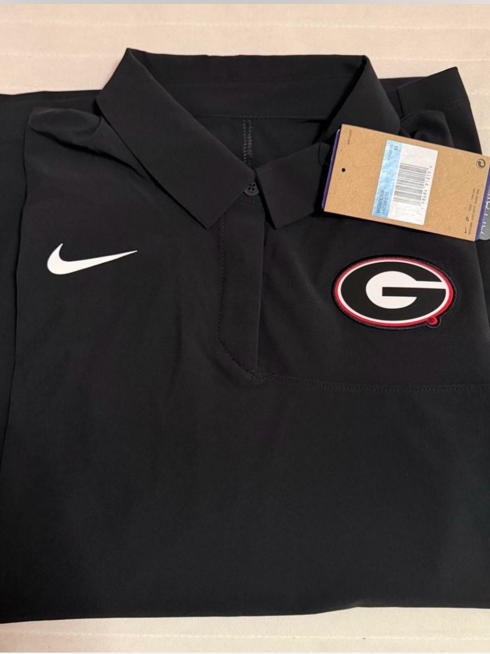 Nike Black Polo with Georgia Bulldogs G Patch and White Swoosh